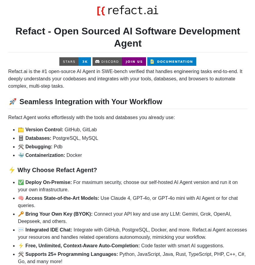 Smallcloudai Refact screenshot