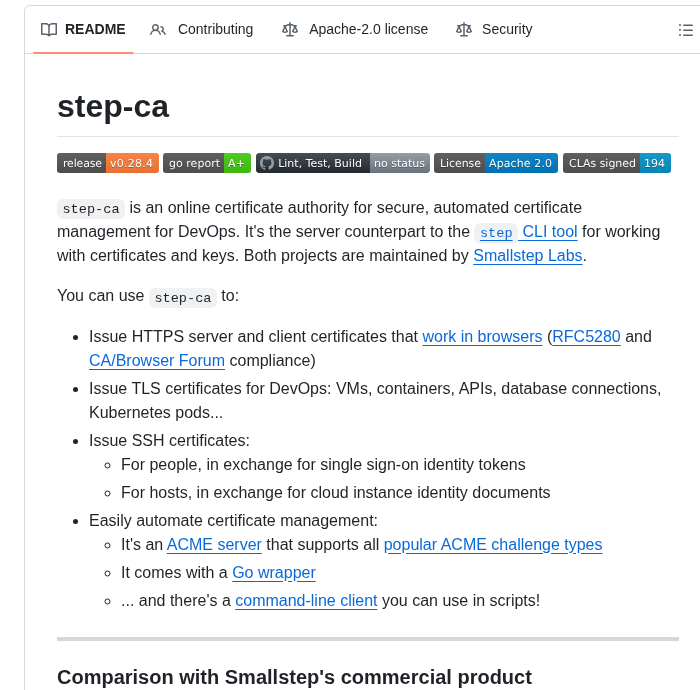 Smallstep Certificates screenshot
