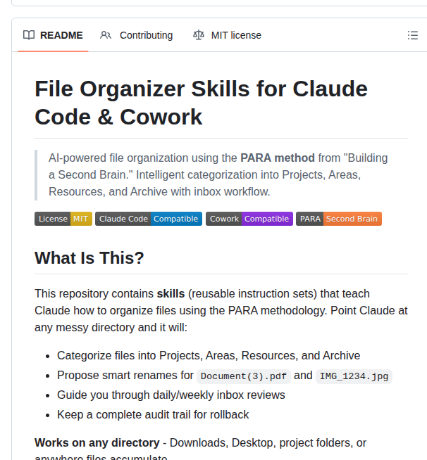 Smithjoshua Claude Code Cowork Skills File Organizer screenshot