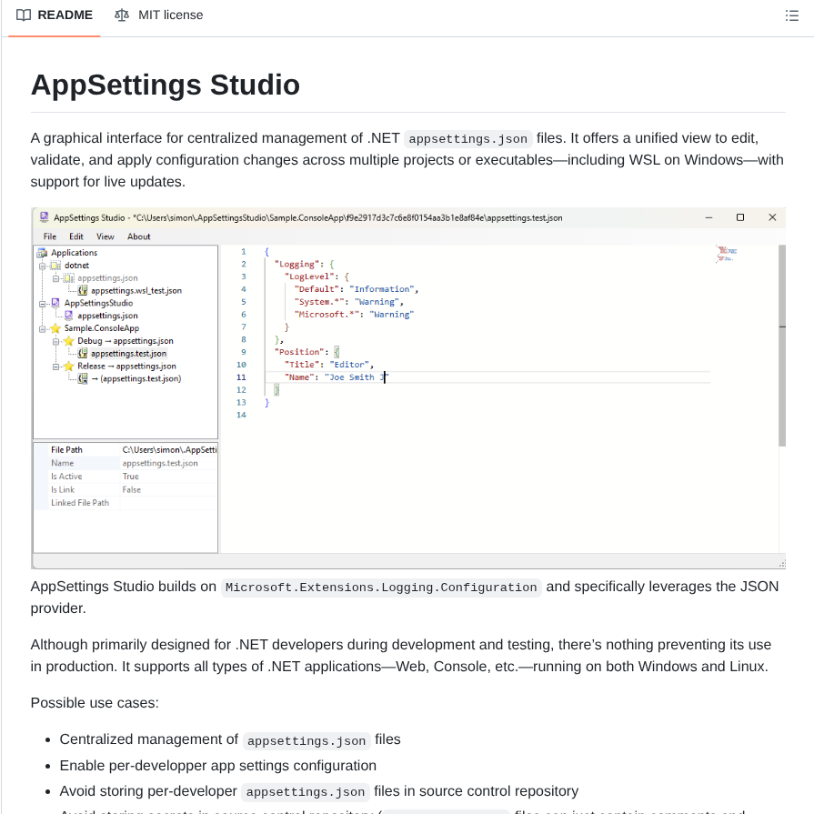 Smourier Appsettingsstudio screenshot