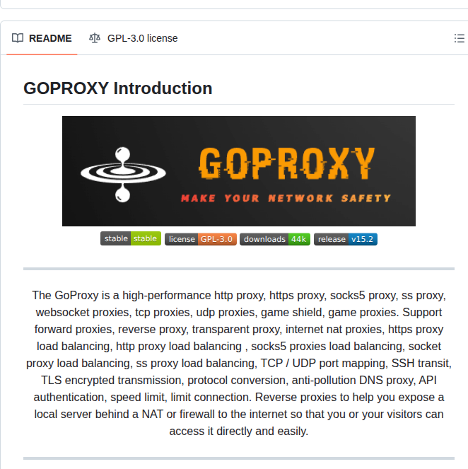 Snail007 Goproxy screenshot