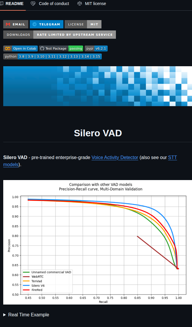 Snakers4 Silero Vad screenshot