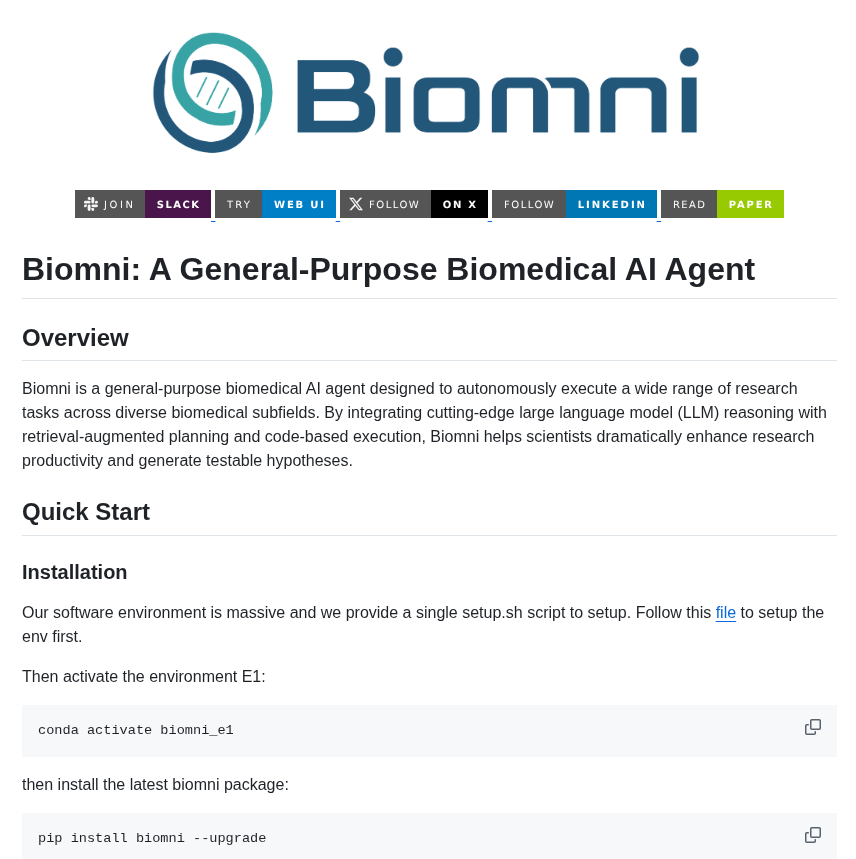 Snap Stanford Biomni screenshot