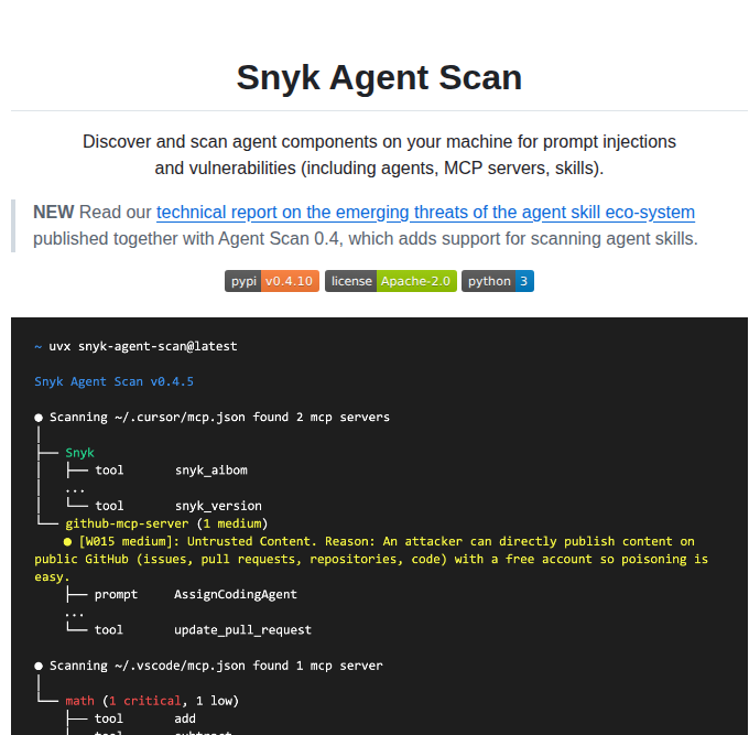Snyk Agent Scan screenshot