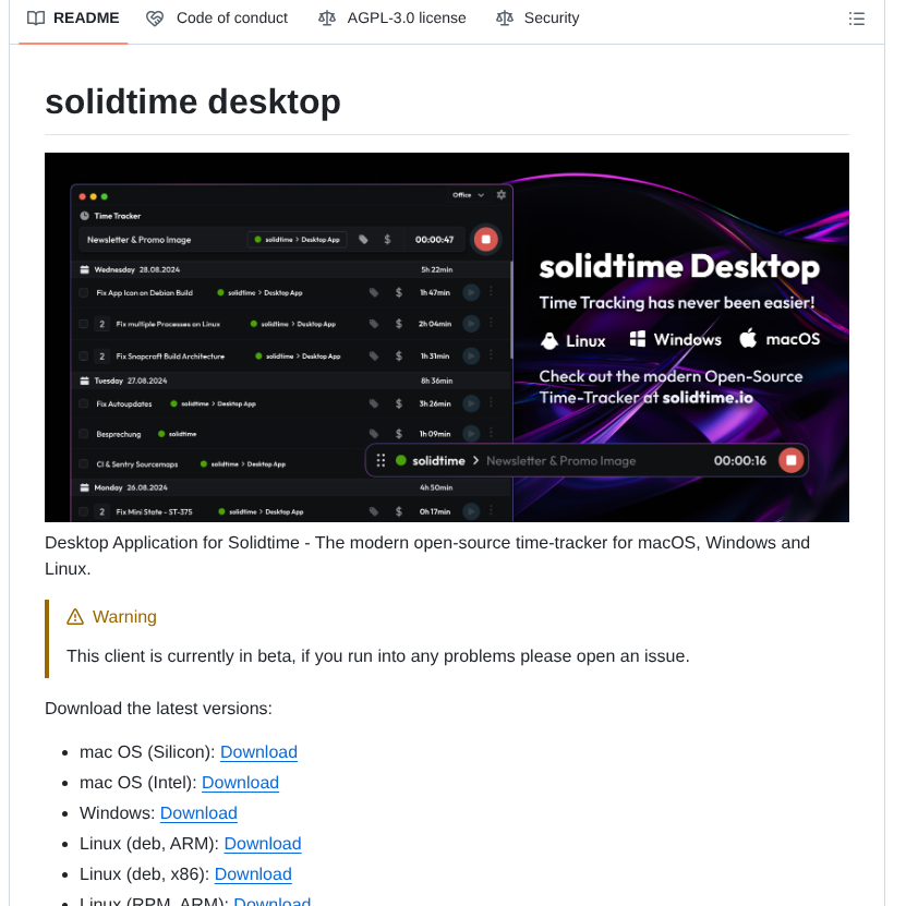 Solidtime Io Solidtime Desktop screenshot