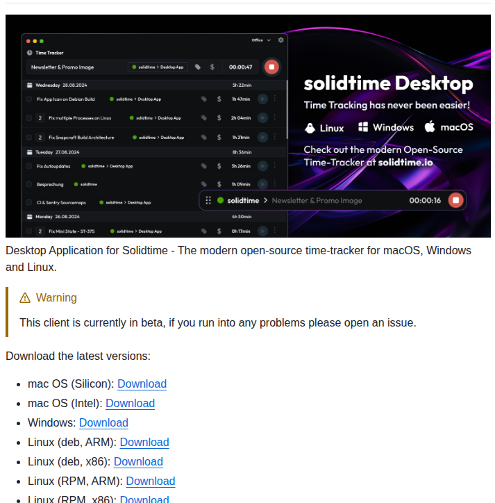 Solidtime Io Solidtime Desktop screenshot