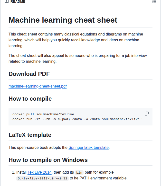 Soulmachine Machine Learning Cheat Sheet screenshot