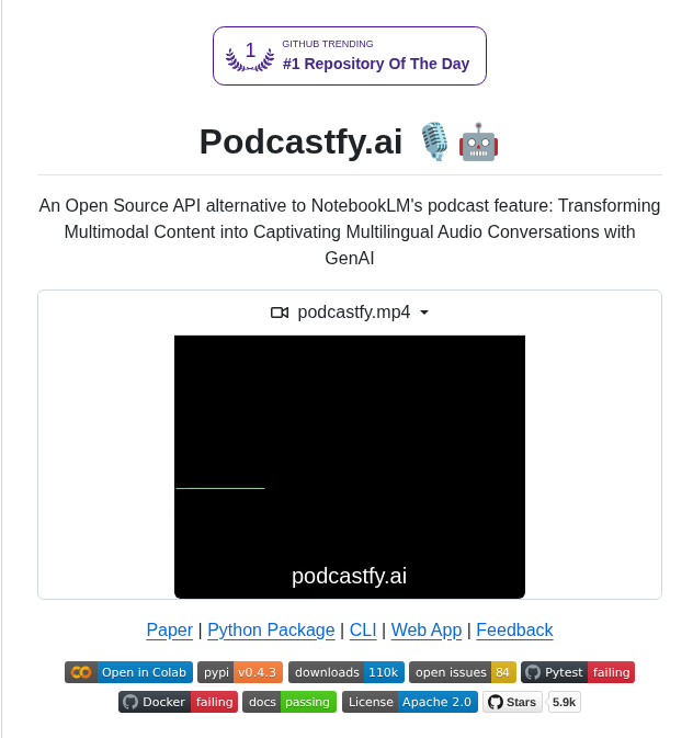 Souzatharsis Podcastfy screenshot