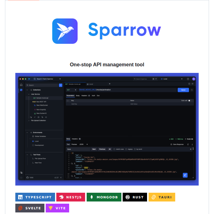 Sparrowapp Dev Sparrow App screenshot