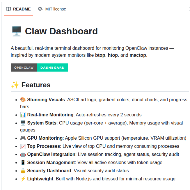 Spleck Claw Dashboard screenshot