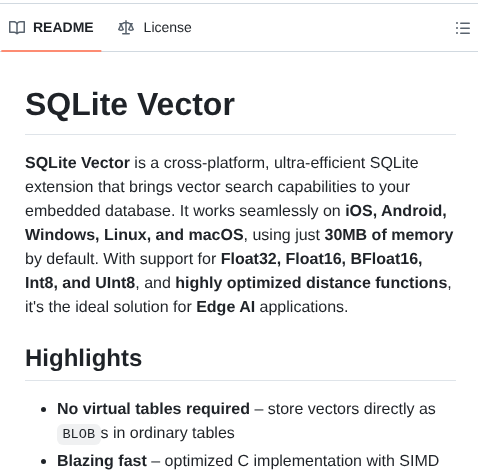 Sqliteai Sqlite Vector screenshot