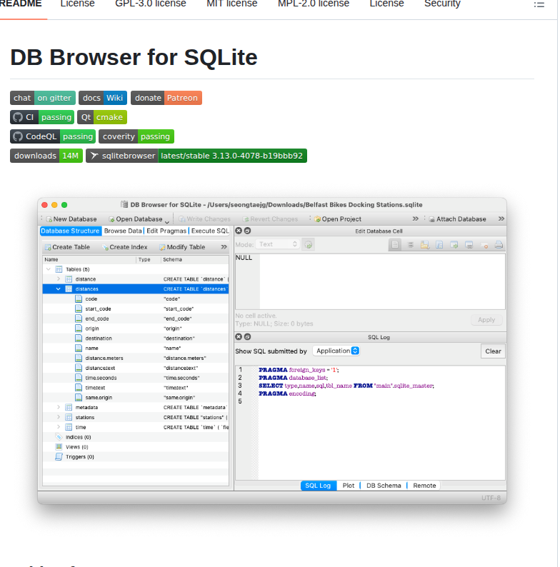 Sqlitebrowser Sqlitebrowser screenshot