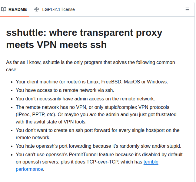 Sshuttle Sshuttle screenshot