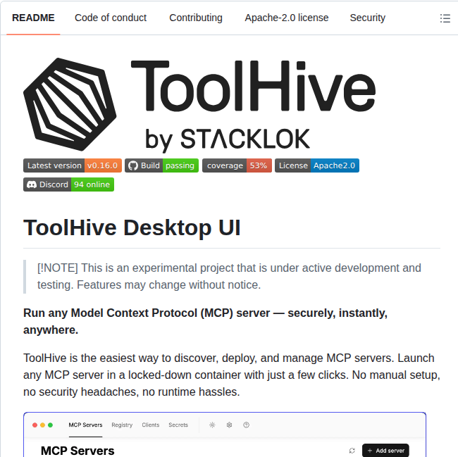 Stacklok Toolhive Studio screenshot