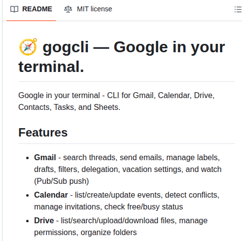 Steipete Gogcli screenshot