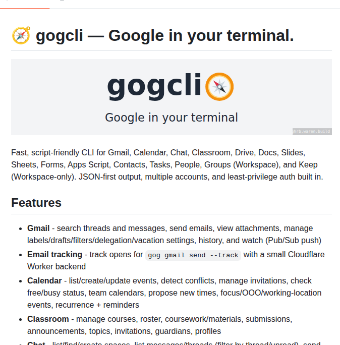 Steipete Gogcli screenshot