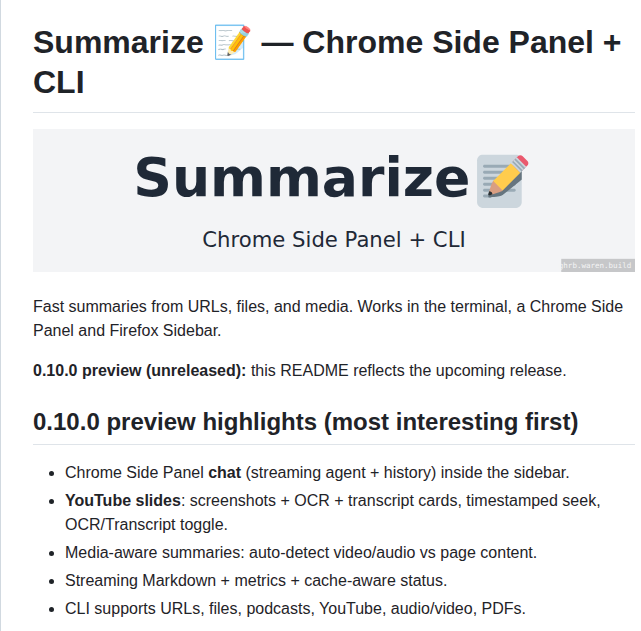 Steipete Summarize screenshot