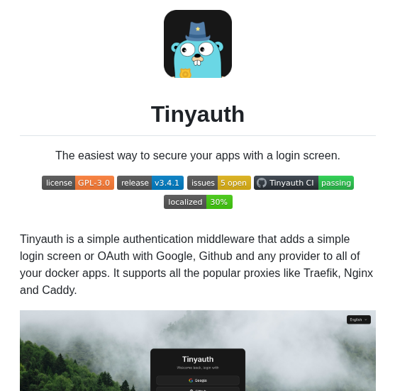 Steveiliop56 Tinyauth screenshot
