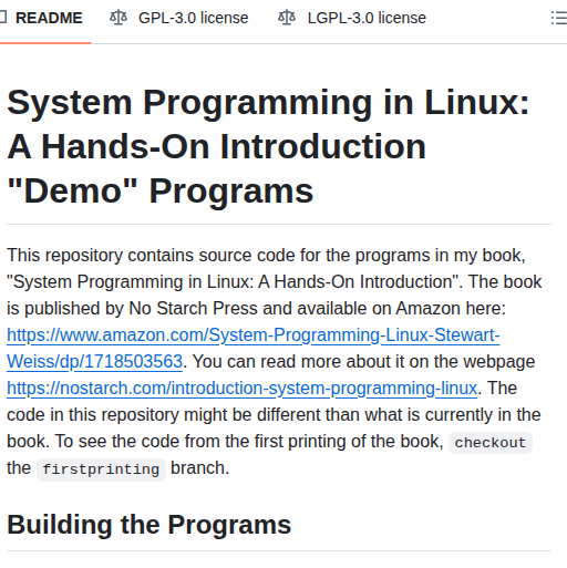 Stewartweiss Intro Linux Sys Prog screenshot