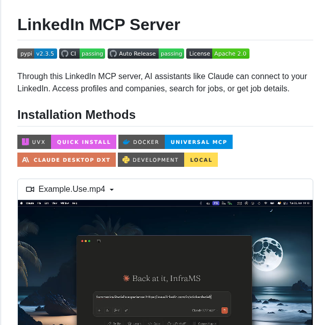 Stickerdaniel Linkedin Mcp Server screenshot