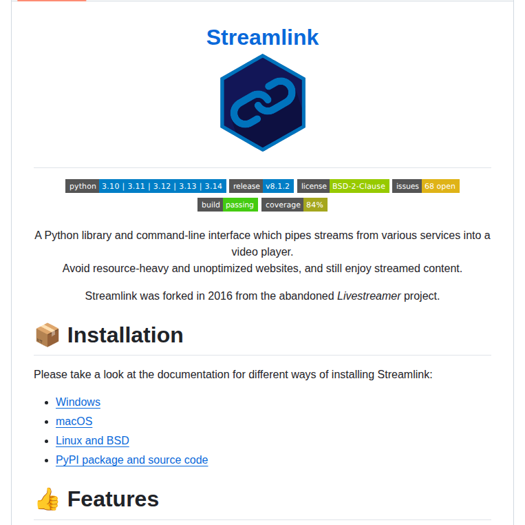 Streamlink Streamlink screenshot