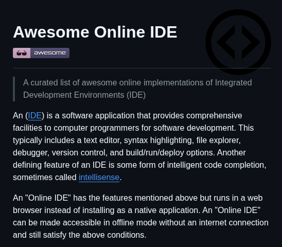 Styfle Awesome Online Ide screenshot