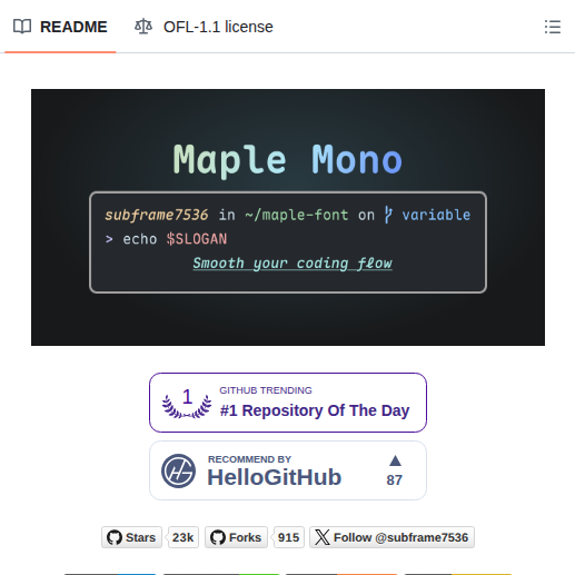 Subframe7536 Maple Font screenshot