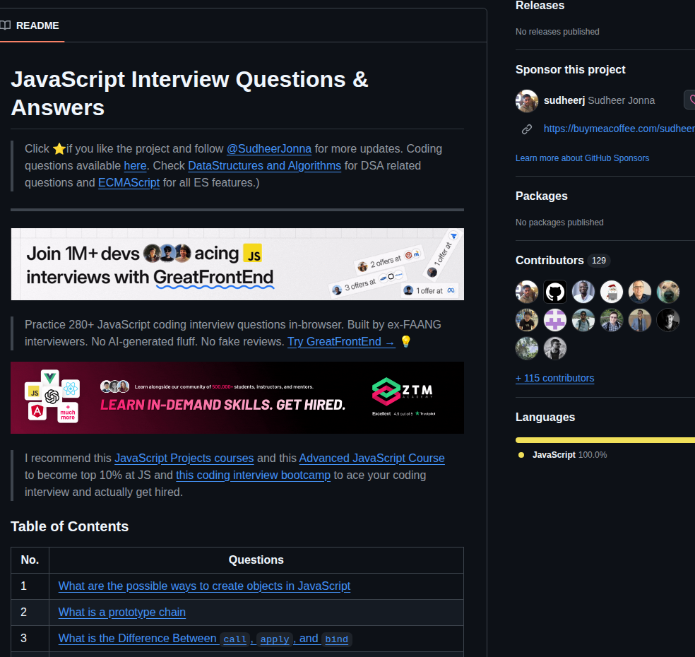 Sudheerj Javascript Interview Questions screenshot