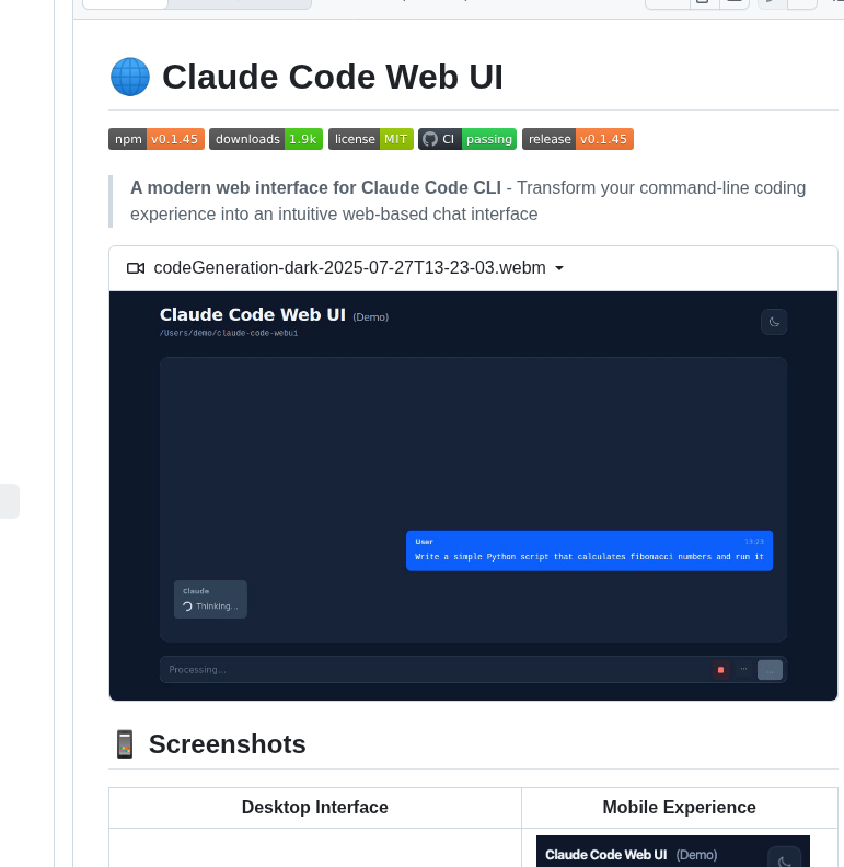 Sugyan Claude Code Webui screenshot