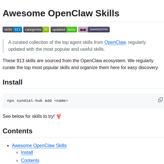 Sundial Org Awesome Openclaw Skills screenshot