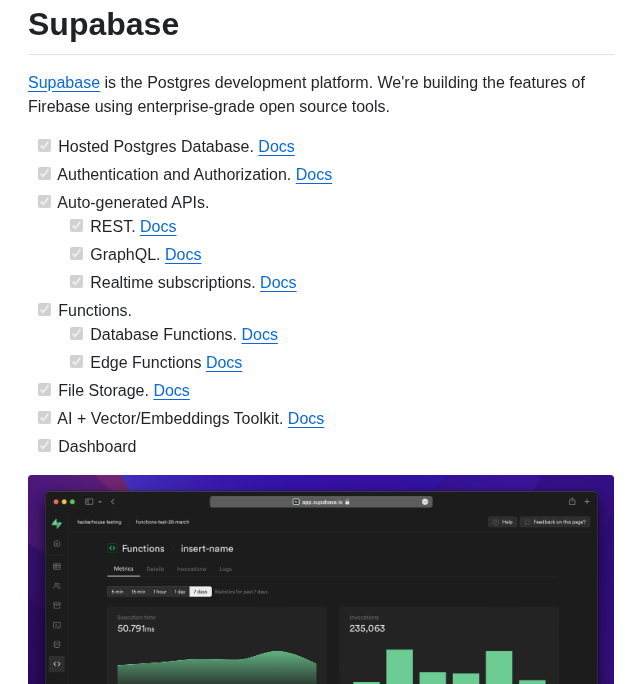 Supabase Supabase screenshot