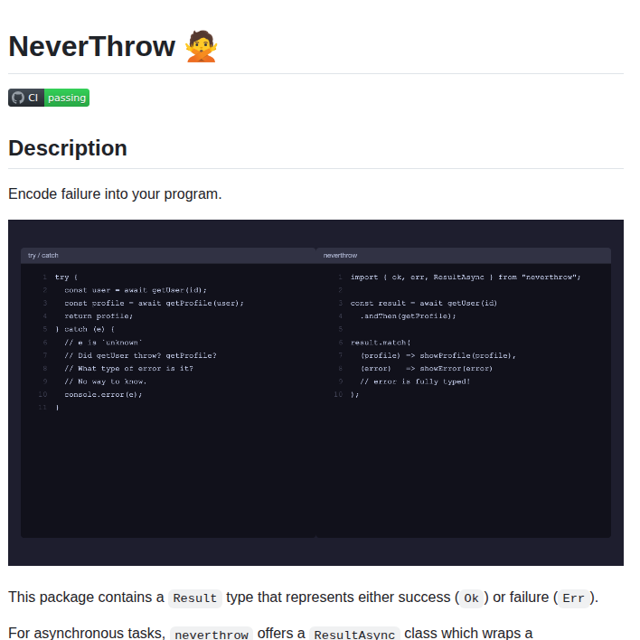 Supermacro Neverthrow screenshot