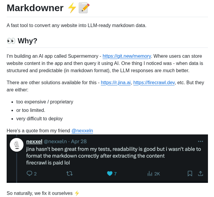 Supermemoryai Markdowner screenshot