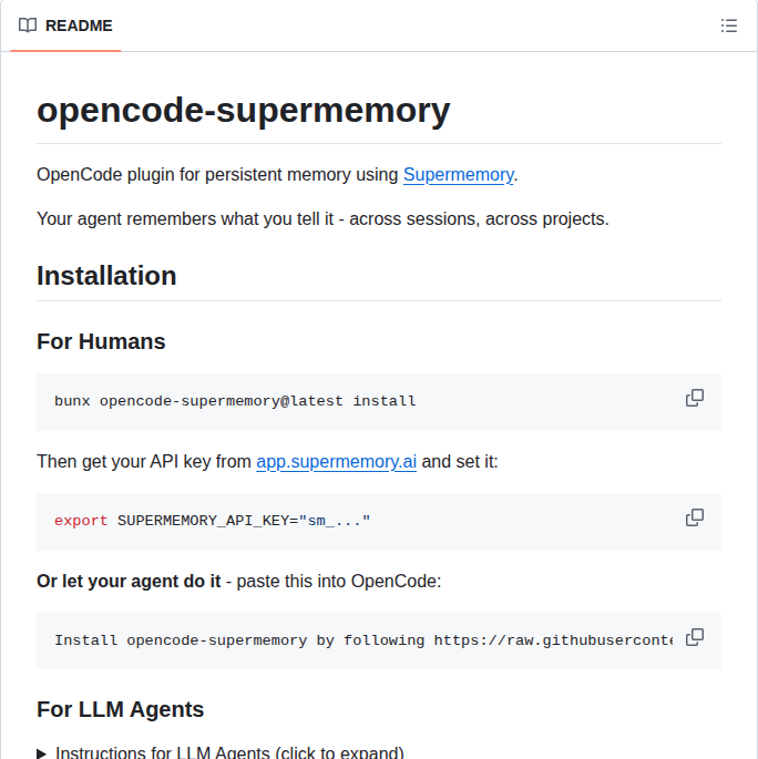 Supermemoryai Opencode Supermemory screenshot