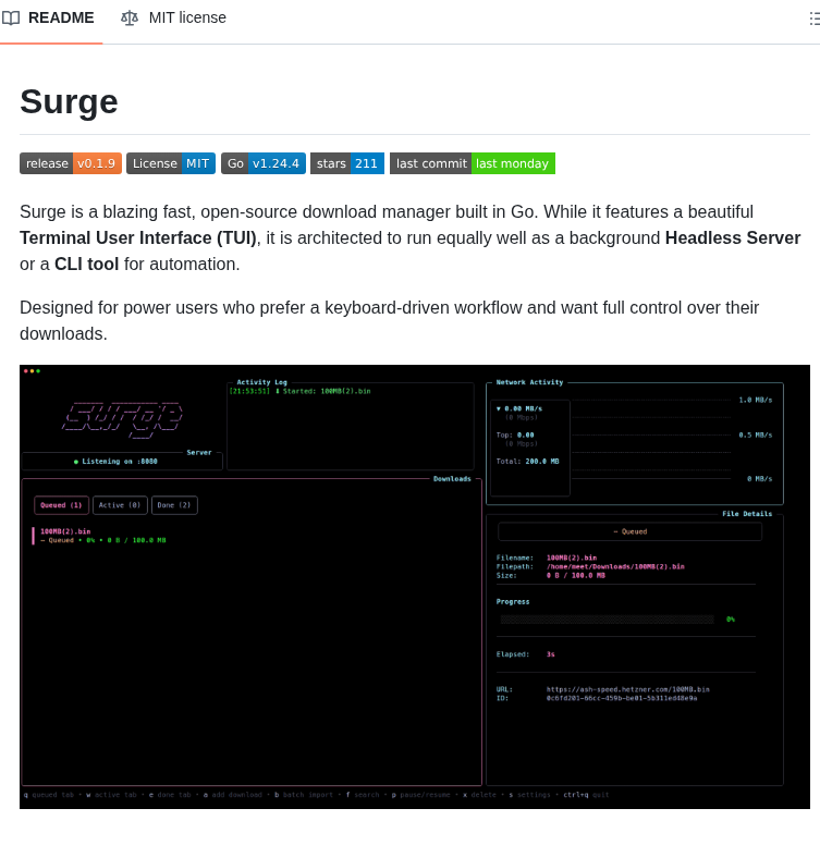 Surge Downloader Surge screenshot