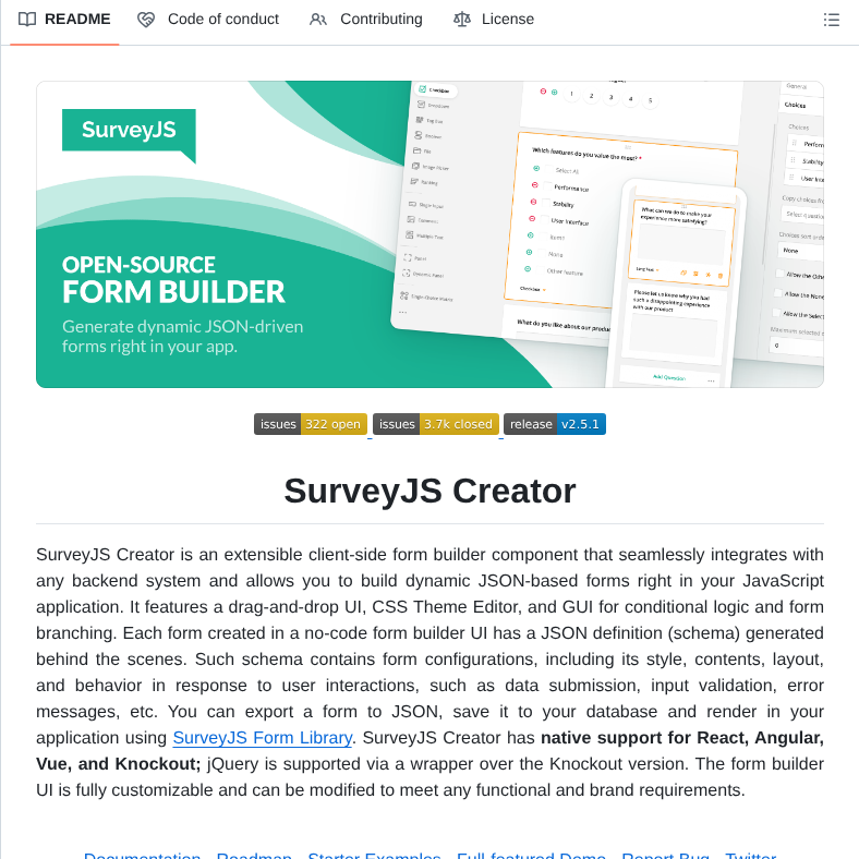 Surveyjs Survey Creator screenshot