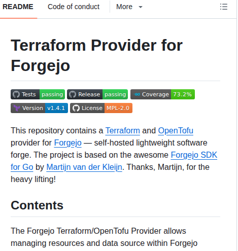 Svalabs Terraform Provider Forgejo screenshot