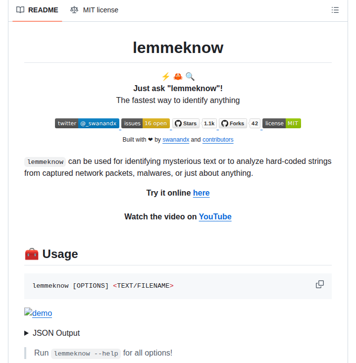 Swanandx Lemmeknow screenshot