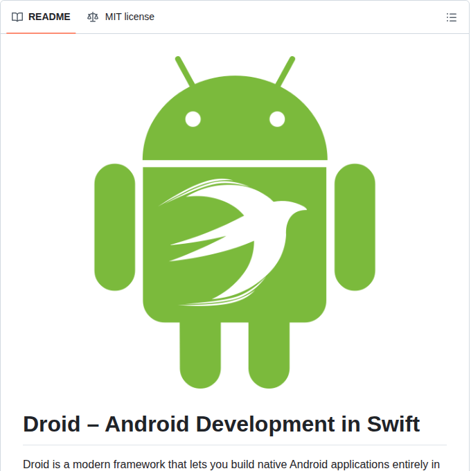 Swifdroid Droid screenshot