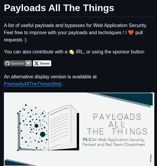 Swisskyrepo Payloadsallthethings screenshot
