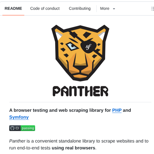 Symfony Panther screenshot