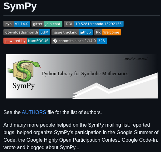 Sympy Sympy screenshot