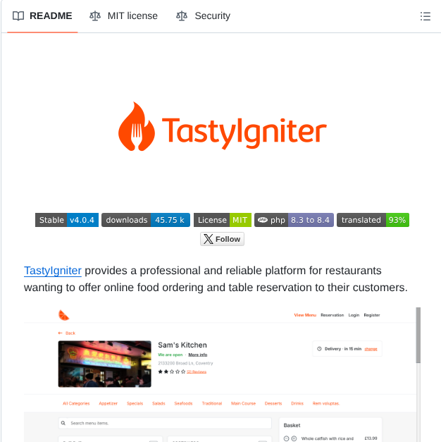 Tastyigniter Tastyigniter screenshot