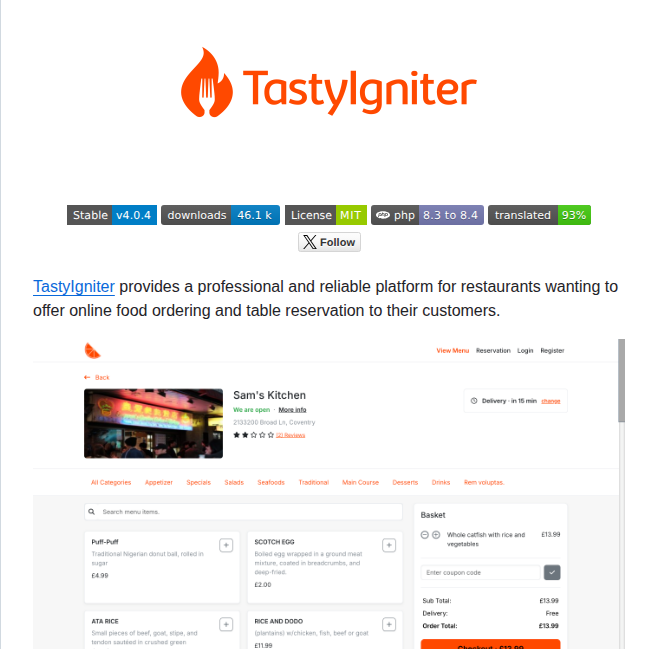 Tastyigniter Tastyigniter screenshot