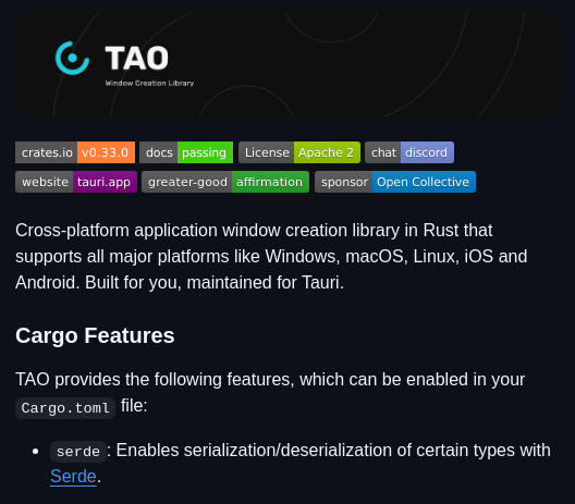 Tauri Apps Tao screenshot