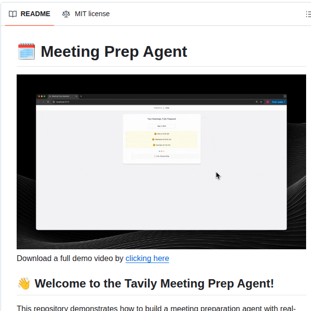 Tavily Ai Meeting Prep Agent screenshot