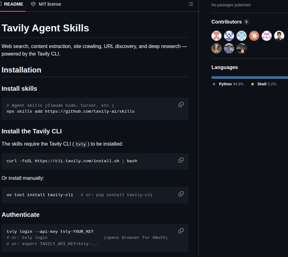 Tavily Ai Skills screenshot