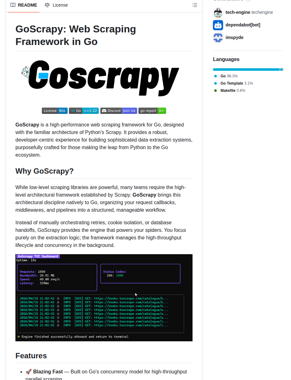 Tech Engine Goscrapy screenshot