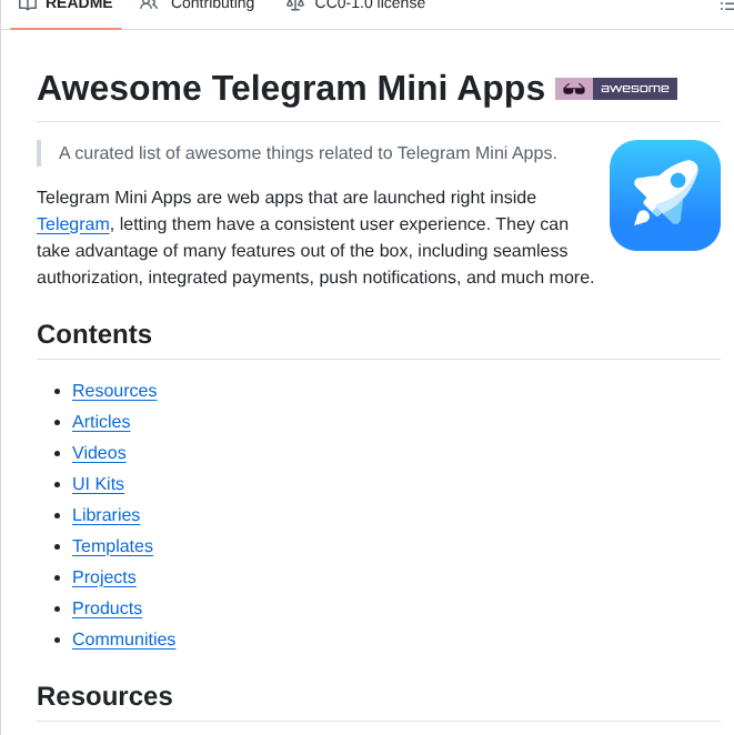 Telegram Mini Apps Dev Awesome Telegram Mini Apps screenshot